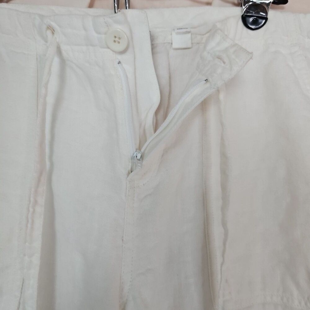 GAP White Linen Cropped Pants Women's Medium Drawstring Pockets Coastal Beach - Picture 6 of 8